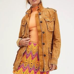 Free People Military Jacket Women’s Khaki Not Your Brothers Surplus Large